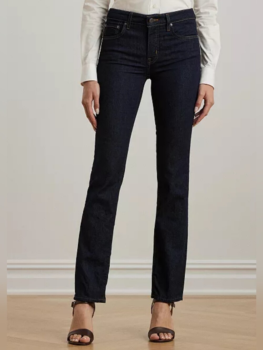 Lauren Ralph Lauren Mid-Rise Straight Leg Jeans Dark Rinse Wash Size 4 Waist 27